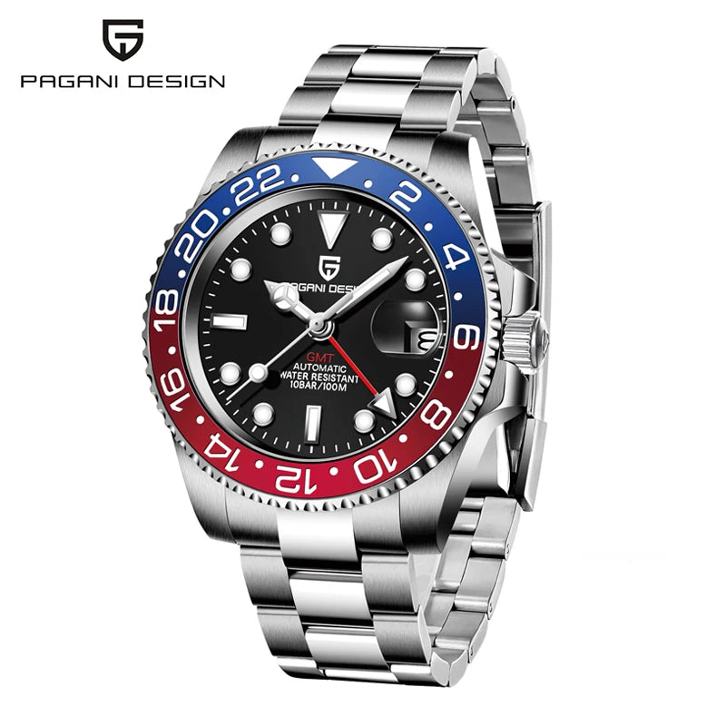 PAGANI DESIGN – Montre GMT Homme Automatique 40 mm | Acier Inoxydable & Étanche