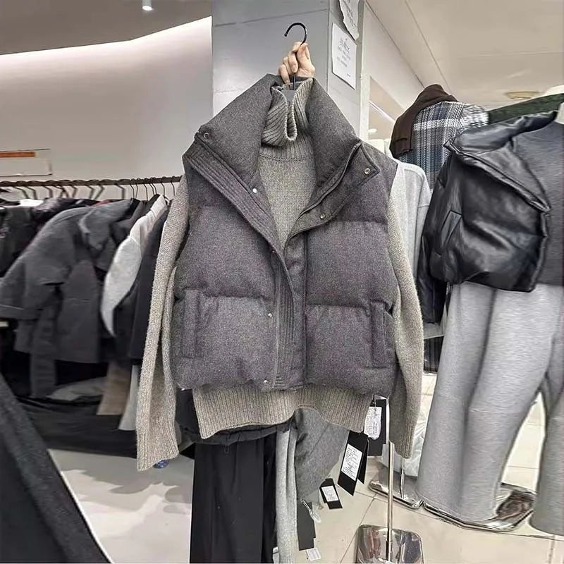Gilet Matelassé Femme Sans Manches – Col Montant Chaud & Tendance