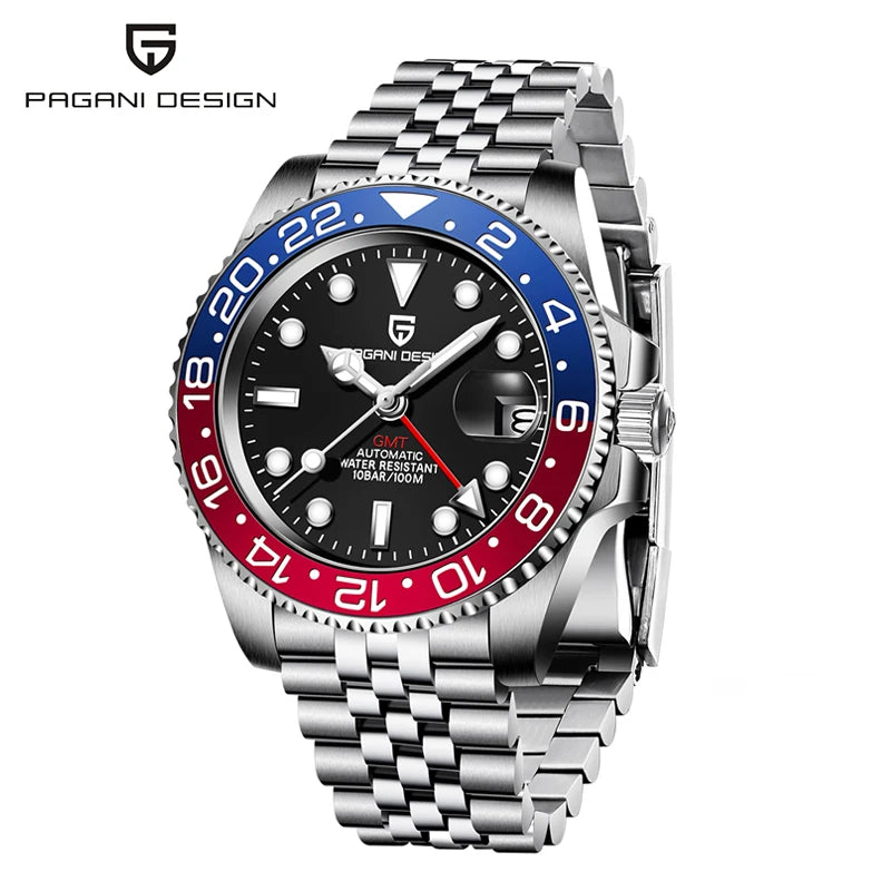 PAGANI DESIGN – Montre GMT Homme Automatique 40 mm | Acier Inoxydable & Étanche