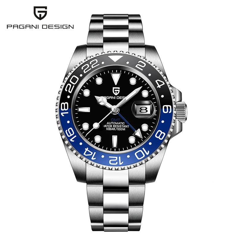 PAGANI DESIGN – Montre GMT Homme Automatique 40 mm | Acier Inoxydable & Étanche