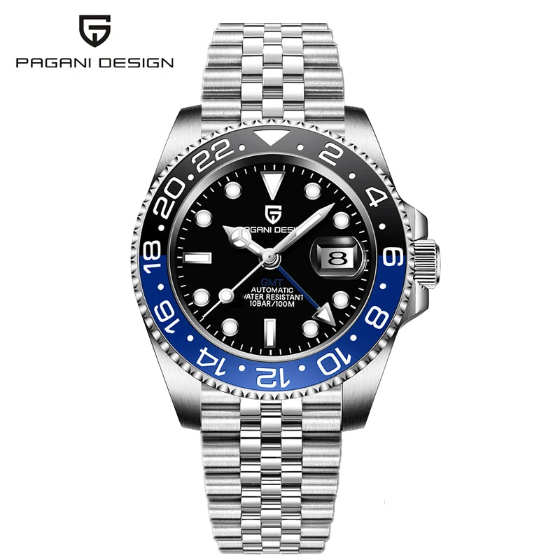 PAGANI DESIGN – Montre GMT Homme Automatique 40 mm | Acier Inoxydable & Étanche
