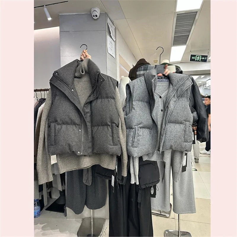 Gilet Matelassé Femme Sans Manches – Col Montant Chaud & Tendance