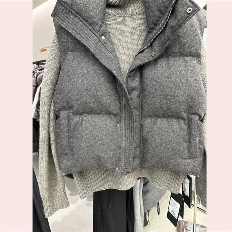Gilet Matelassé Femme Sans Manches – Col Montant Chaud & Tendance