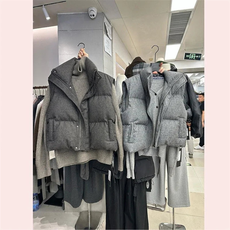 Gilet Matelassé Femme Sans Manches – Col Montant Chaud & Tendance