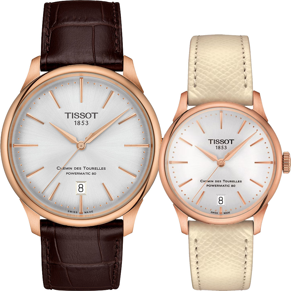 TISSOT 天梭 杜魯爾系列自動手錶 對錶 T1398073603100+T1392073603100